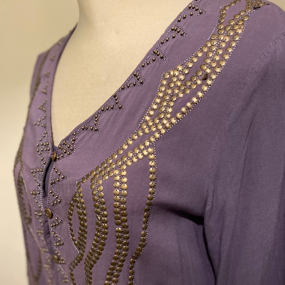 Purple and brass sequence tunic dress with tank - Picture 3 of 6